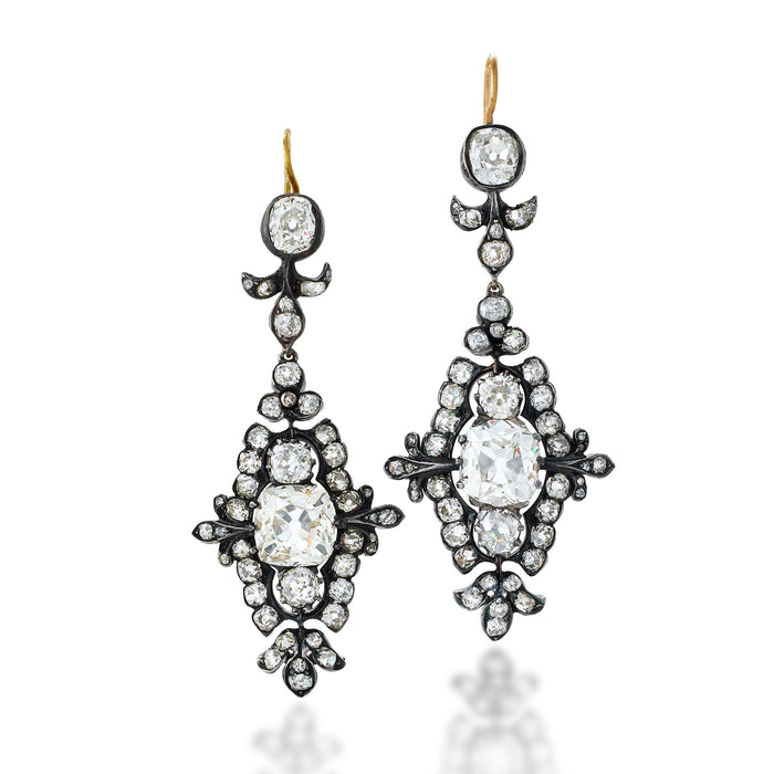 Macklowe Gallery Old Mine-cut Diamond Pendant Earrings