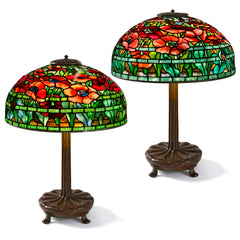 Tiffany Studios New York Pair of "Oriental Poppy" Table Lamps