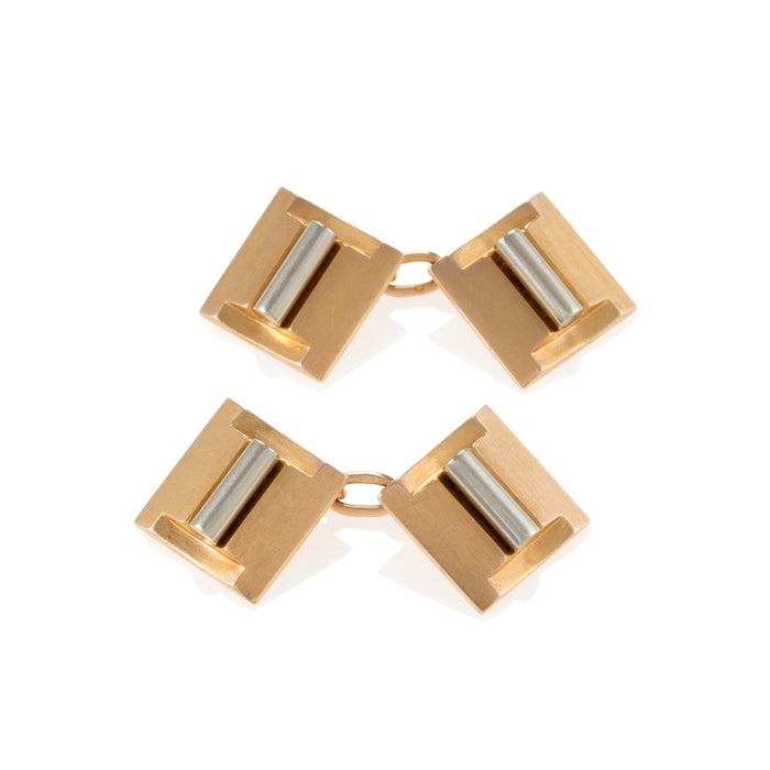 Macklowe Gallery Gold and Platinum Geometric Cuff Links