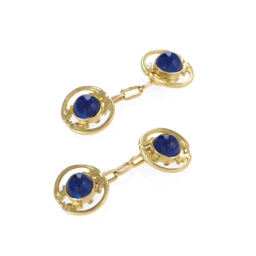 Macklowe Gallery Mid-Century Cabochon Sapphire Cuff Links