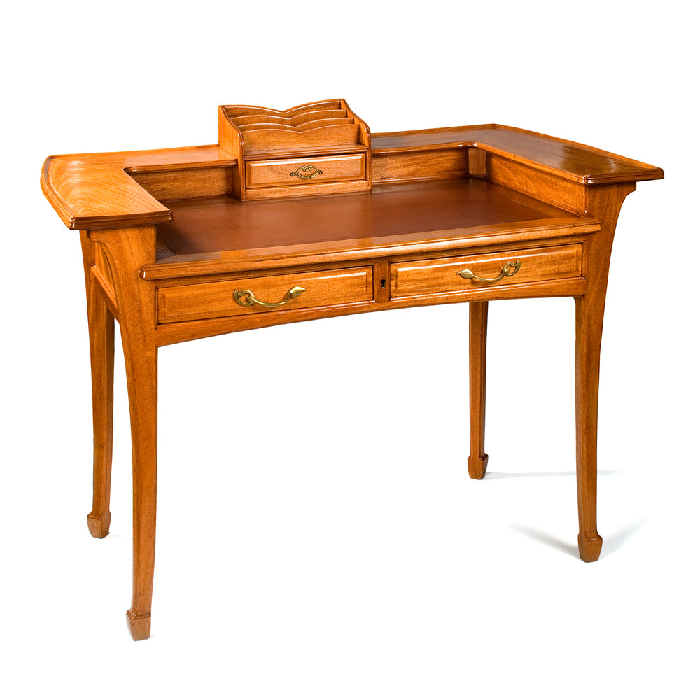 École de Nancy Mahogany and Leather Writing Desk