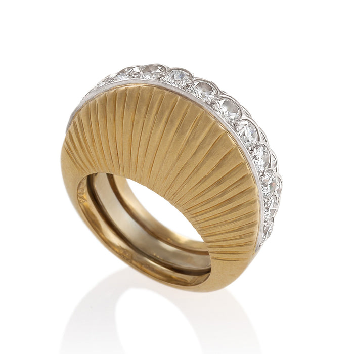 Macklowe Gallery Cartier Stepped Gold and Diamond Ring